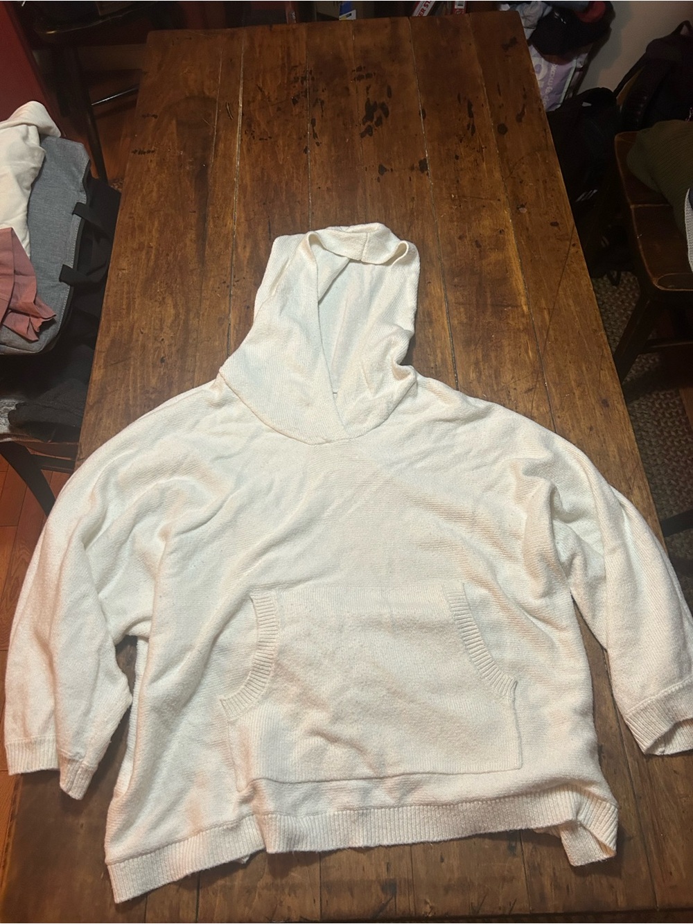 Vince Camuto Cream Hooded Knit Pullover